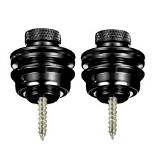 Guitar Strap Lock Set 2Pcs Flat Head Chrome Plated Locking Pegs Black Replacement for Bass and Electric Guitars
