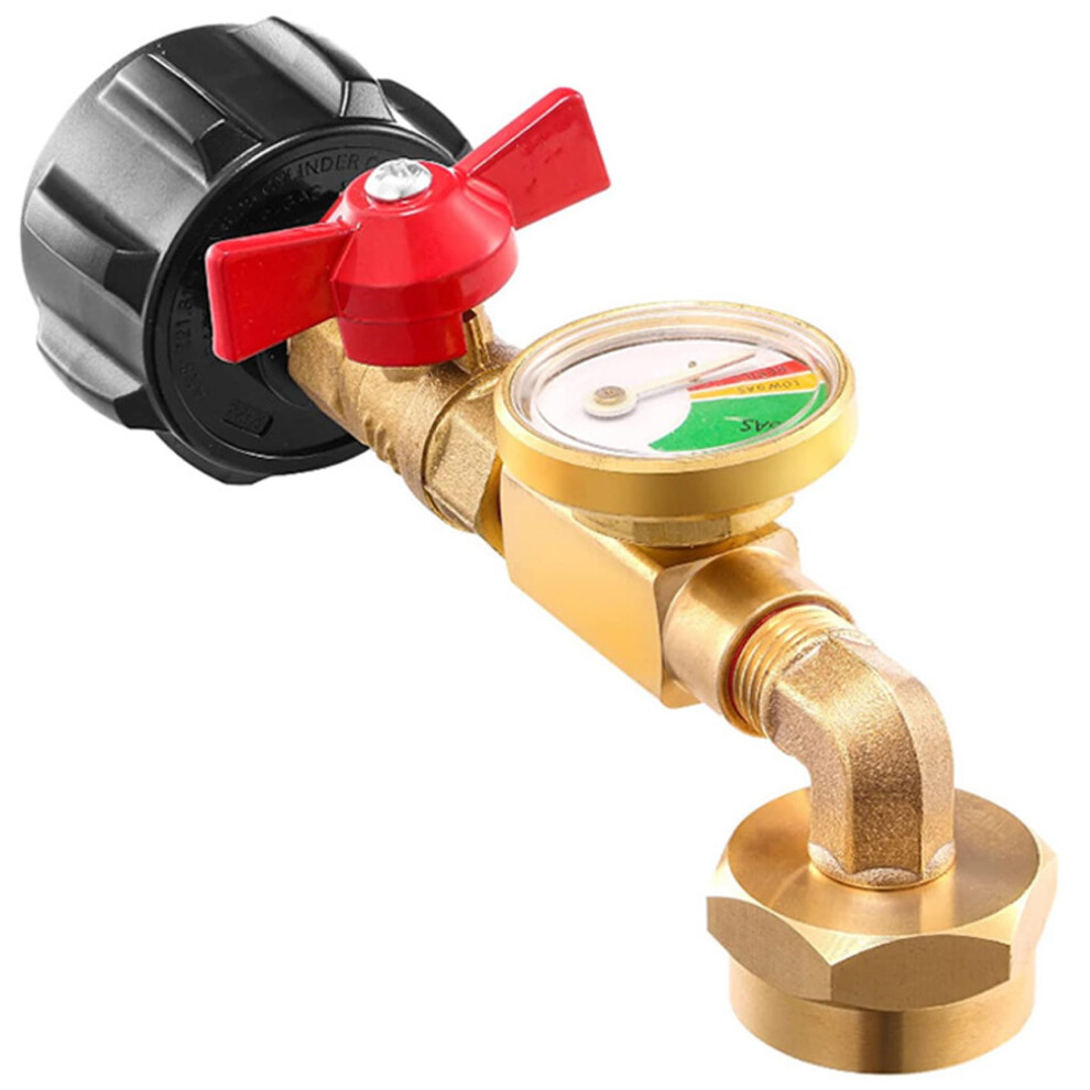 Propane Tank Refill Adapter With Valve And Gauge, 90-Degree Elbow For 20 Pound Tank, Qcc1 Compatible 6482260589596