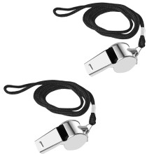 Pack of 2 Stainless Steel Referee Whistles with Lanyards for Sports Training, Emergency Use, Dog Training, and More