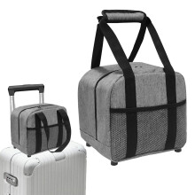 Handbag - Grey Single Bowling Tote Bag, Double Zip Design, Portable Compartment Accessories, 8.7 Inch Size