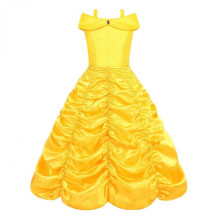 (140cm) Girl Belle Princess Strapless Dress Birthday Dress Yellow