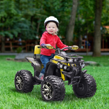 HOMCOM 12V Quad Bike ATV with LED Lights, Music, for Kids, Yellow