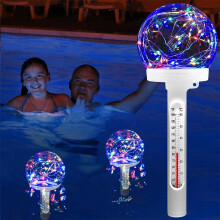 Solar Floating Pool Thermometer with LED Light for Easy Night Reading, Outdoor Use in Pool, Hot Tub, and Pond