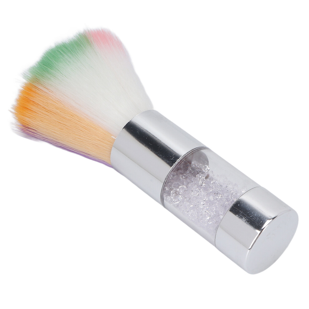 Portable Single Colorful Fluffy Blusher and Nail Dust Brush Silver