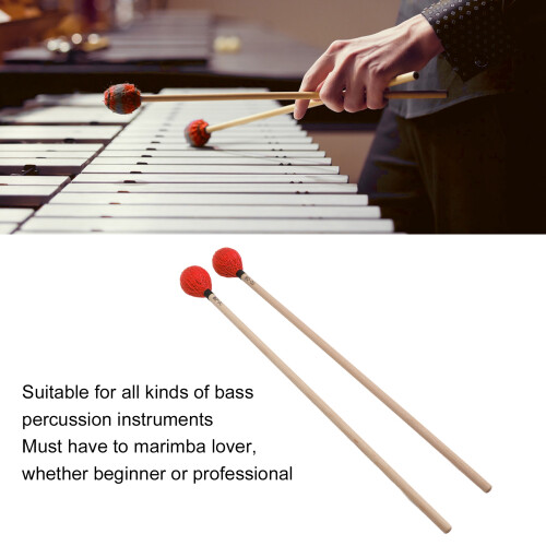 Medium Hard Yarn Marimba Mallets with Maple Handle MQ‑06Red 2