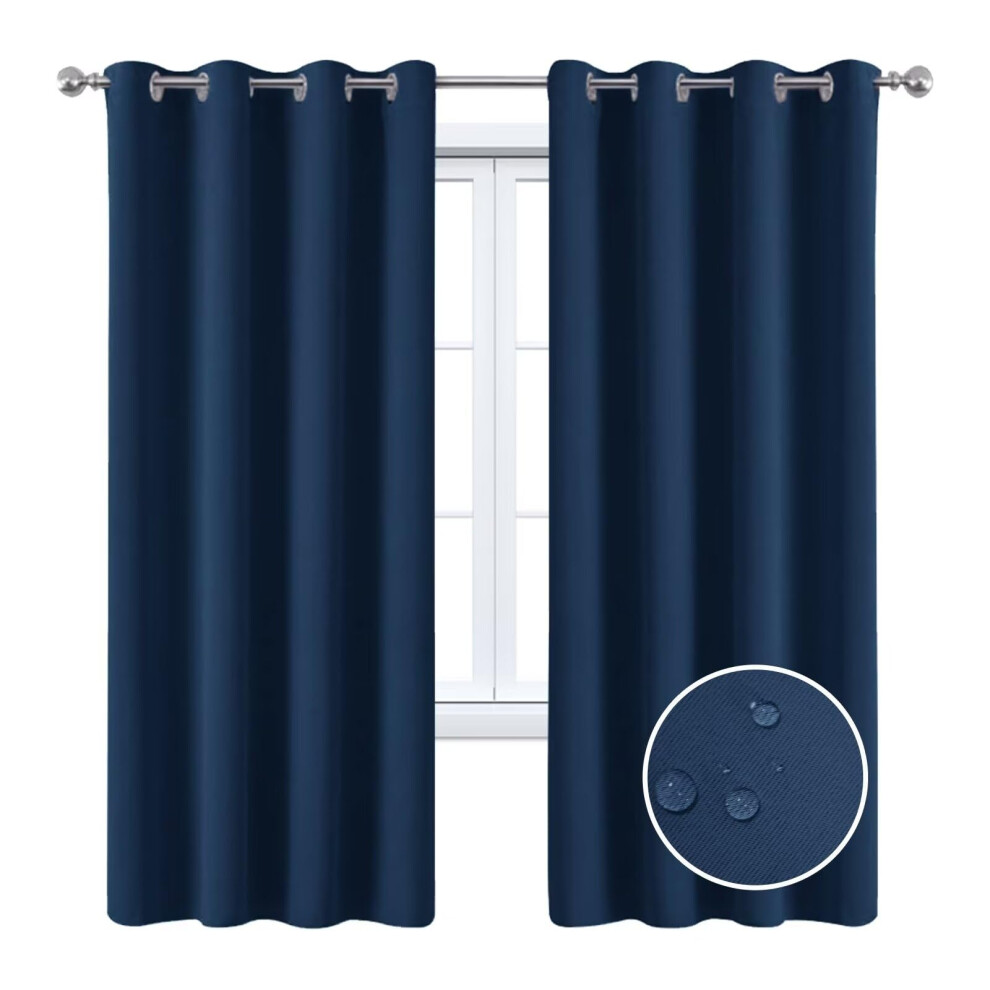 Outdoor Curtains with Eyelets, Waterproof Navy Blue Gazebo Curtain, 132 x 244 cm Weatherproof Sun Protection Balcony Curtain-image-OPC-PJK92XJ-NEW