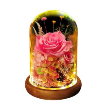 Flower Gift Box with Glass Lid Fresh Flower Bouquet for Mother's Birthday Gift 12x18cm for Girlfriend