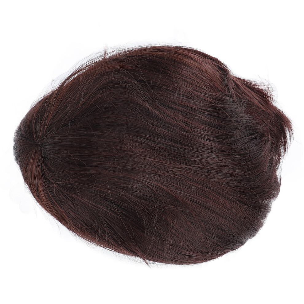 Unisex Brown Dark Men Short Straight Hair Wig For Halloween & Cosplay