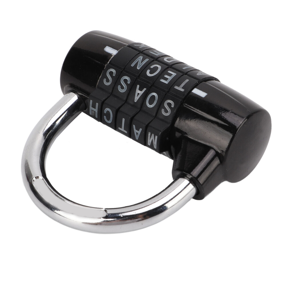 5-Letter Zinc Alloy Combination Lock For Gym & Suitcase Â Black, 7Mm Rod 7601340215807