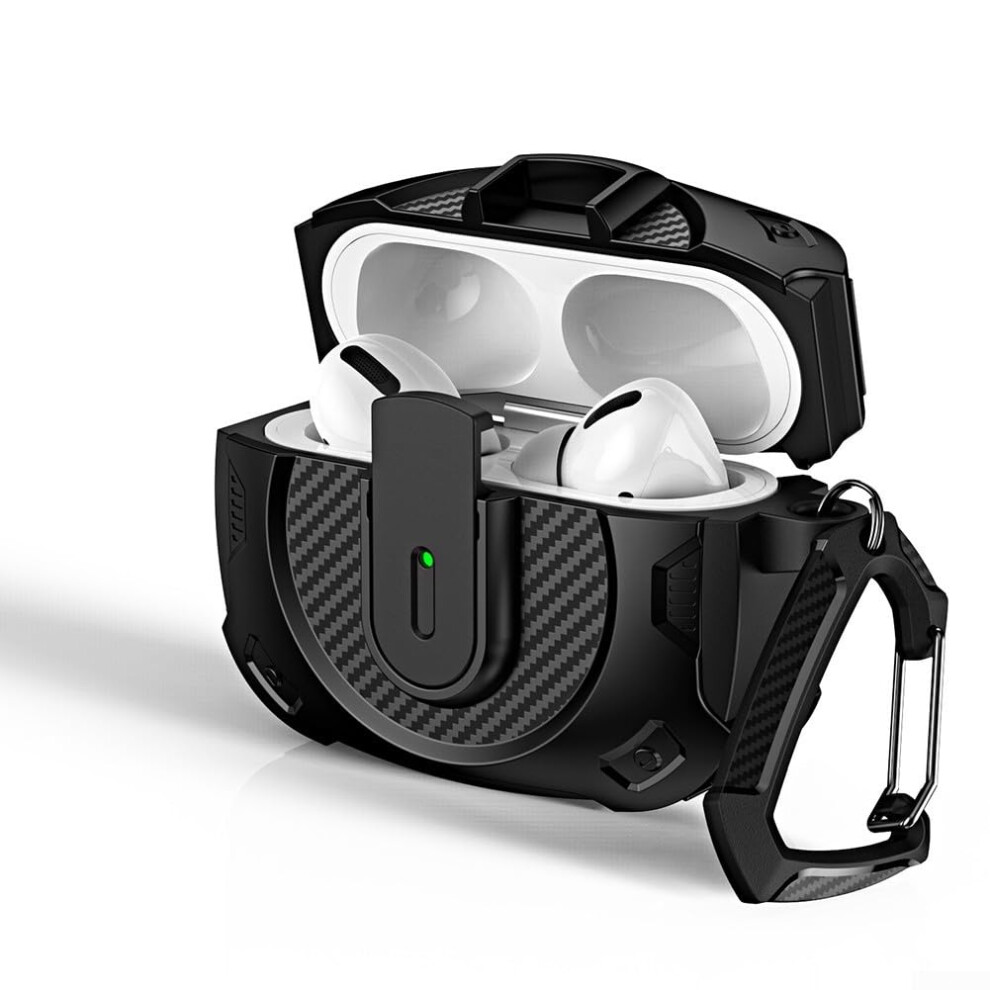 Tpu And Polycarbonate Case For Airpods 4 With Keychain Attachment, Durable And Lightweight Design Black 6276012393407