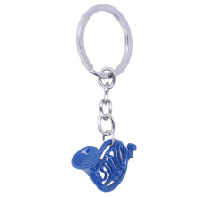 Exquisite Blue French Horn Keychain - Perfect Durable Metal Gift Item