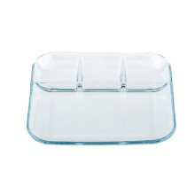 Rectangular Snack Serving Plate, Portion Control Plate for Adults, 9-Inch Square Hardened Glass Diet Plate Set