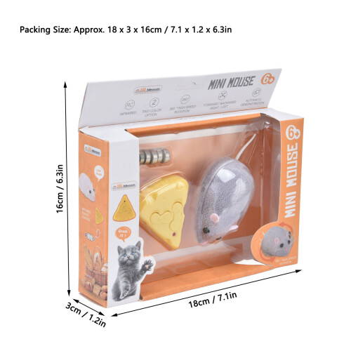 Mouse grigio con telecomando 18x3x16 cm, 3x LR44 1,5 V 2