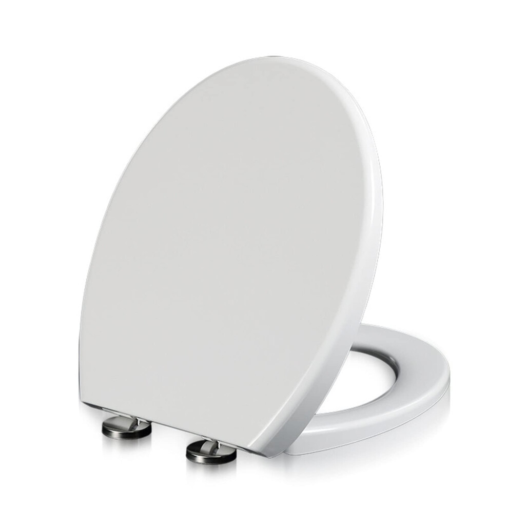 Toilet Seat Round Slow Close Quick Release White Plastic Pp Material Easy Clean 36X42cm Fixed Top Design 6947110046563