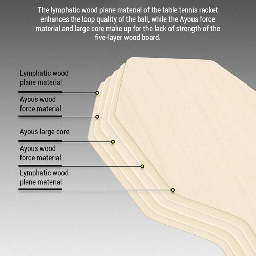 5-Layer Wooden Table Tennis Racket, Hexagonal Shape, Lightweight, High-Performance Paddle for Professional Play 2