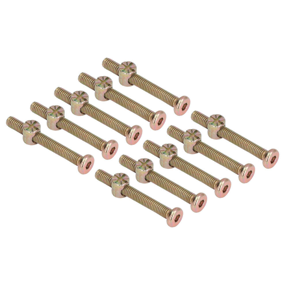 M6x60mm Galvanized Steel Crib Screws - 10 Sets For Furniture Assembly 9341340223010