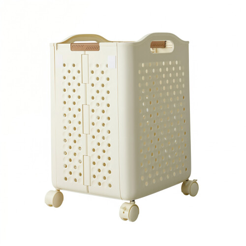 Living And Home Foldable Laundry Basket with Wheels 1