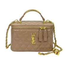 (Khaki) Fashionable crossbody bag diamond chain bag
