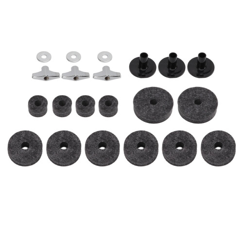 Set di 21 pezzi di pad in feltro per piatti da batteria grigio Φ2,5-4,0-5,0cm 1