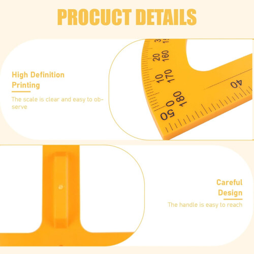 20 x 11 Inch Protractor with Handle, 180 Degree Clear Scale for Geometry, Math, and School Projects 1