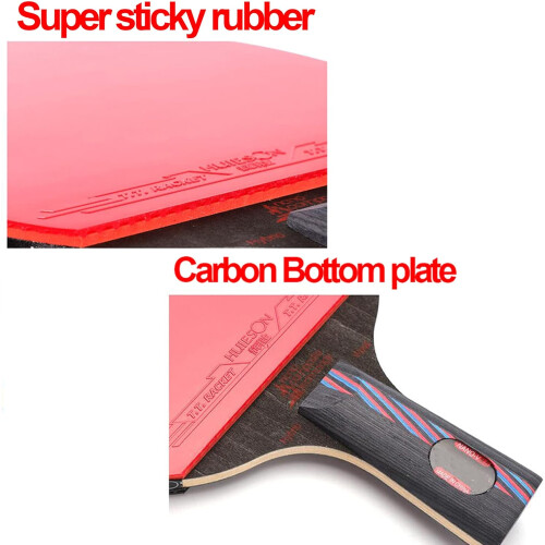 Table Tennis Racket ITTF Approved Rubber Carbon Long Handle 2 Pack for Sport Training Performance Level 1