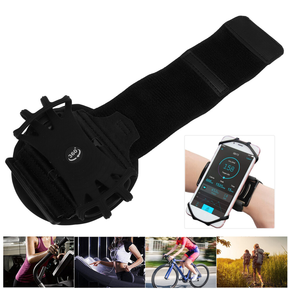 Adjustable Wrist Phone Holder Armband 180 Rotation For 6.6In Black 8741340229622