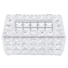 Caja de pañuelos de cristal, acero inoxidable 19x11x10 cm