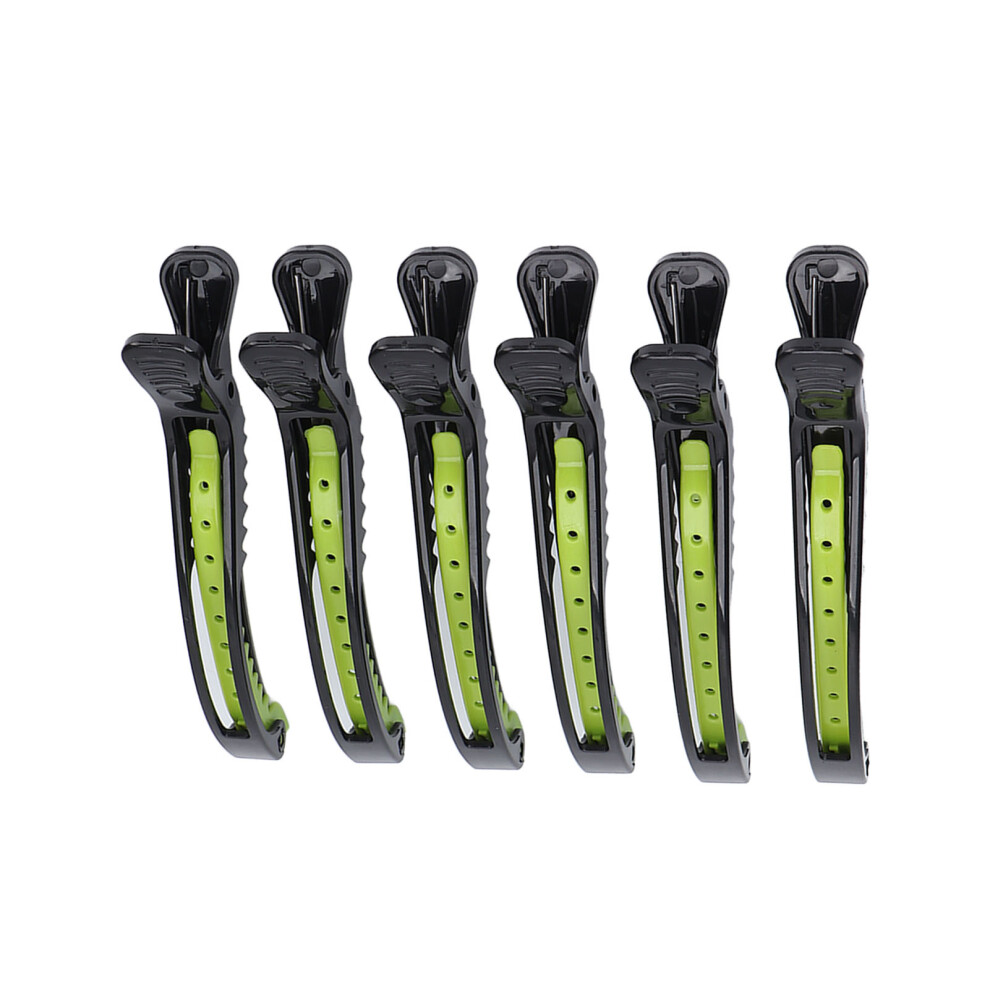 Black/Green 6Pcs Abs Professional Hair Clips Set For Salon, Haircut & Styling ( Green)