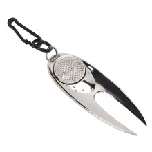 Lightweight Zinc Alloy Golf Divot Tool Clip for Turf Repair, Portable