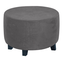 Footstool Cover, Extra Large Stretch Velvet Ottoman Cover, Round All-Inclusive Design, Navy Blue, Sofa Footstool Protector