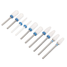 10-tlg. Keramik-Bohrer-Set Nagelhautbox 20-Löcher Silber