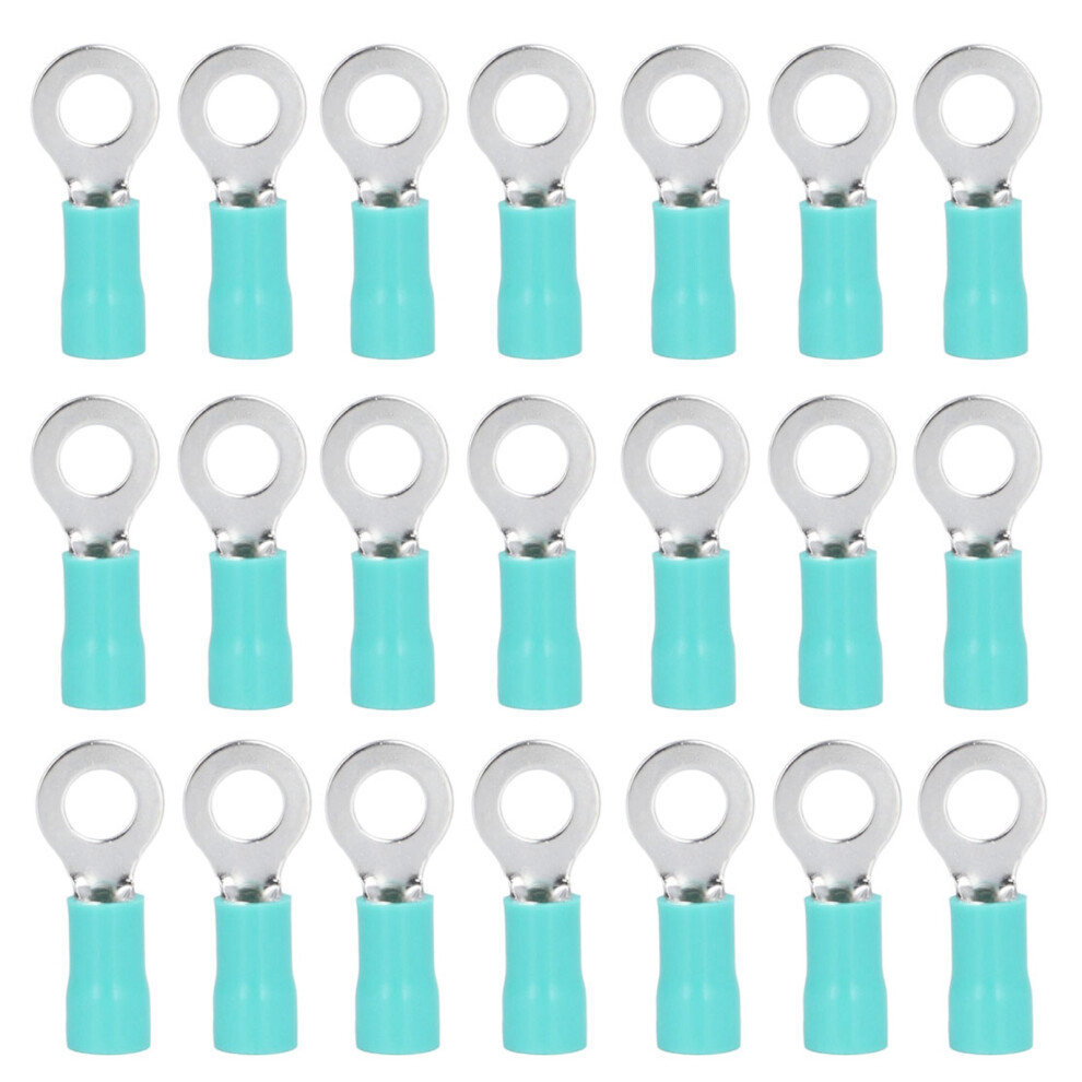 100Pcs Rv5.5-6 Copper Insulated Ring Terminal Connectors, 48A, Green 4371340237989