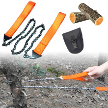 Hand Chainsaw 65 cm Carbon Steel Teeth Camping Survival Tool with Belt Bag for Garden Hunting Hiking