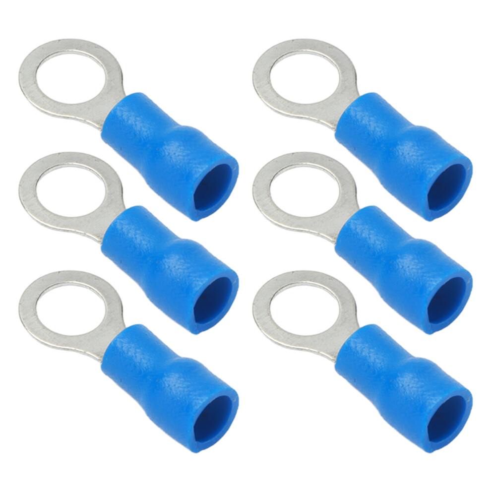 100Pcs Pre Insulated Copper Ring Crimp Terminals Blue Awg 22-16 7671340238571