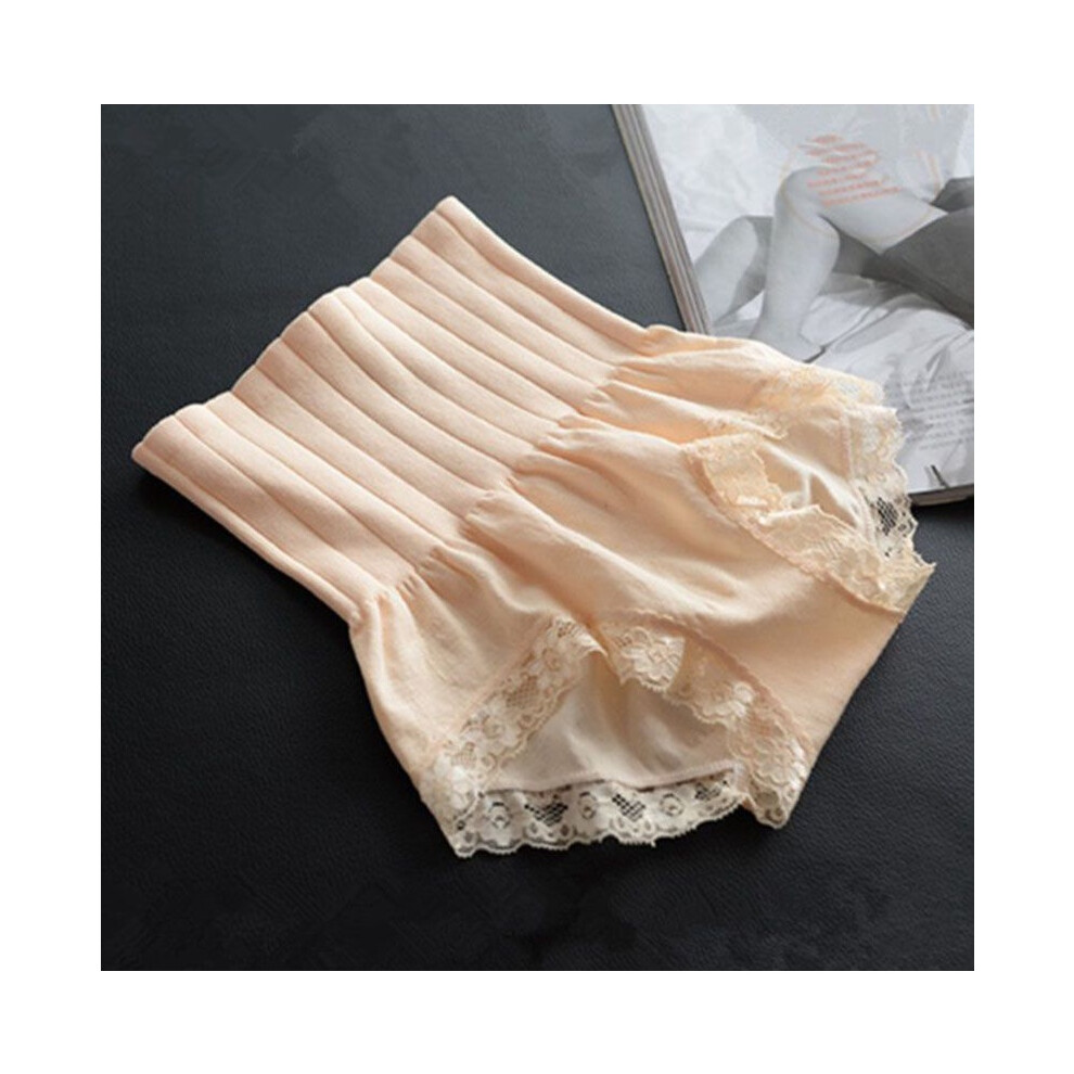 (Beige)Boxer femme taille haute abdomen dentelle minceur sous vêtement short pantalon