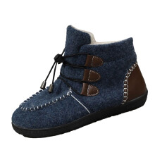 High Top Girls Trainers Size 37 Men's Warm Flat Heel Snow Boots Padded Cotton Short Boots in Blue for Autumn Winter