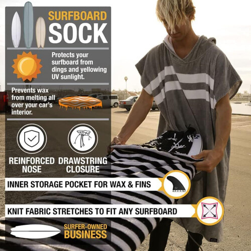 Polyester Surfboard Socks, Lightweight Stretch Cover for Shortboard and Paddleboard, Protective Storage Bag 1