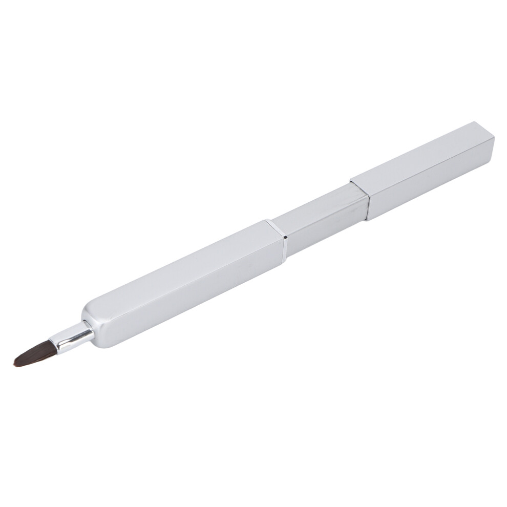 Silver Portable Retractable Lip Brush, Aluminum Tube, Fine Hair