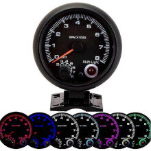 Tachometer Electronic Tachometer 3.75 Inch 7 Colors 12V 0-8000 RPM with Adjustable Shift Light for 12V Diesel Vehicles, 4 Cylinder, 6 Cylinder and 8 C