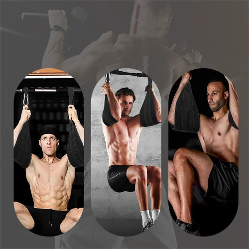 Ab Sling Strap Suspension Bands for Pull-Ups and Core Training - Adjustable Black Exercise Equipment 1