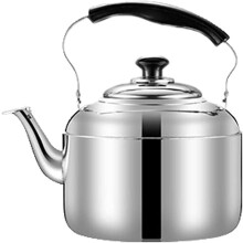 Whistling Kettle for Gas Stove 6.5 L, Silver Stainless Steel, Heat-Resistant Handle, Large Capacity, Camping Teapot