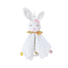 Schmusetuch Baby Schnuffeltuch Soft Plush Security Blanket with Bear Dog Rabbit Head - Cuddle Cloth for Infants 0+ Months White