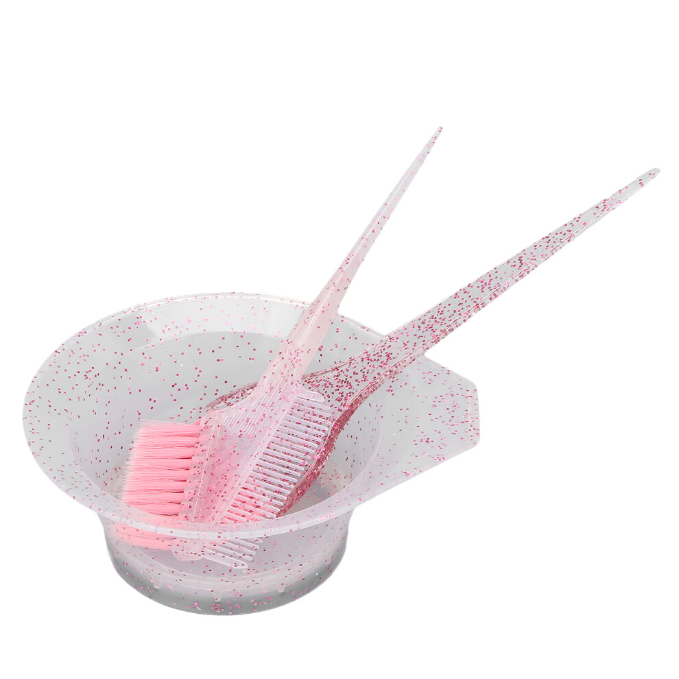 Pink Hair Dyeing Brush Set 3Pcs Hairdressing Tinting Combs For Home & Salon