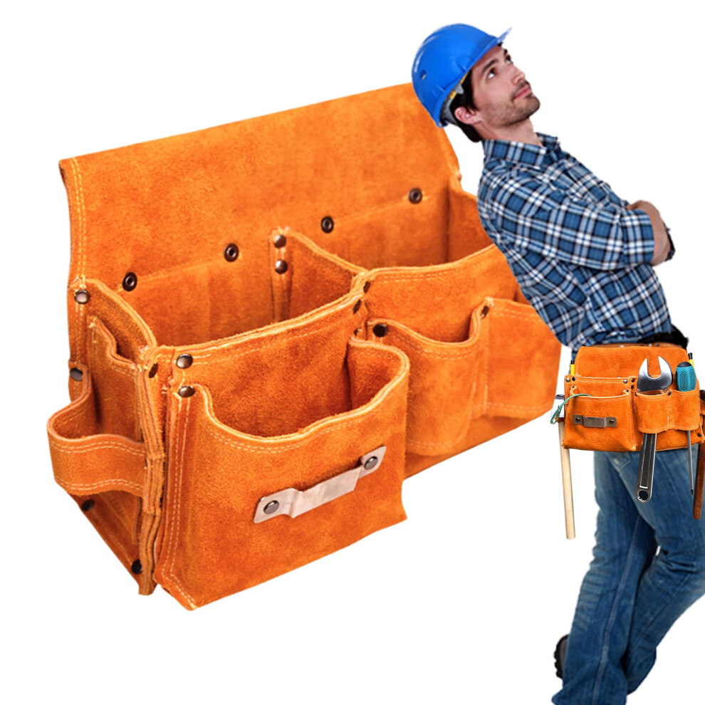 Garden Tool Bag | Large Capacity Cowhide Leather Organizer For Outdoor Workshop, Gardening, Camping, And Hydraulics 6493810631436