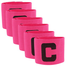 Football Captain's Armband Set - 6 Piece Rosy Nylon Bands, Badges, Pocket Organizer for Team Captains