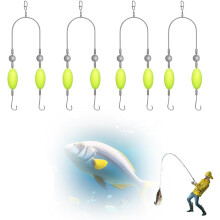 Double-Hook Reverse Bottom Rig Set - Anti-Tangle Hair Rigs for Carp Fishing, 8 Inch Steel Hooks with Split Rings, 2 Pack
