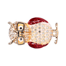 Cute Red Spectacles Owl Brooch Alloy Rhinestone Pin for Women Girls