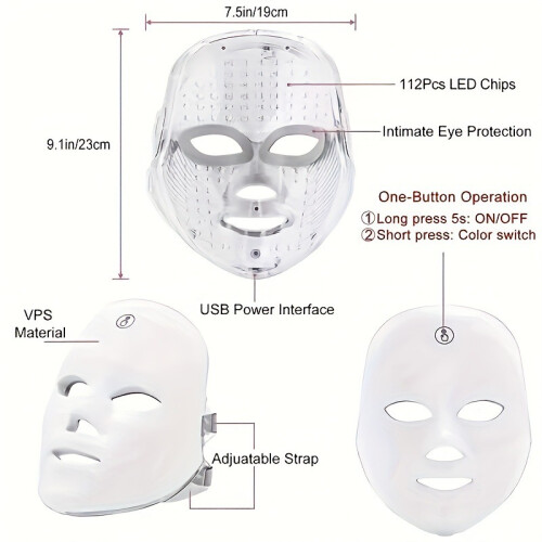LED Light Therapy Face Mask, 7 Colours Light Therapy Mask Beauty Photon Therapy Mas 1