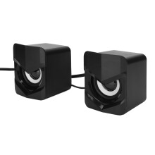 Modelo USB Mini 2.0ch Altavoz con cable ABS Negro