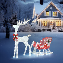 Light Up Reindeer and Sleigh Christmas Decoration